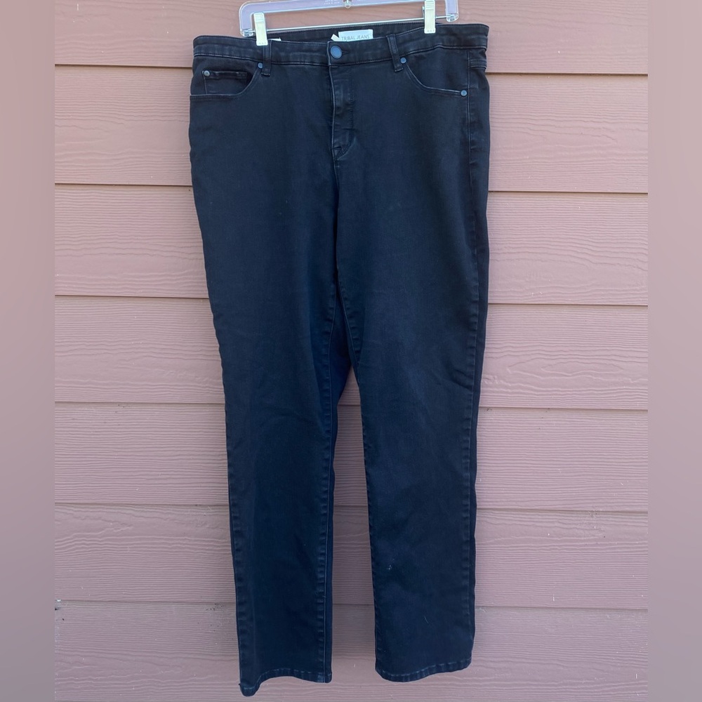 Tribal Jeans Audrey Mid Rise Straight Black Jeans Size 16